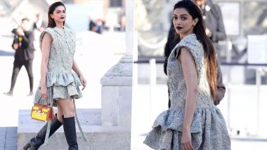 Deepika Padukone Spells Eleganza as She Opts for Mini Dress at Paris Fashion Week (Watch Video)
